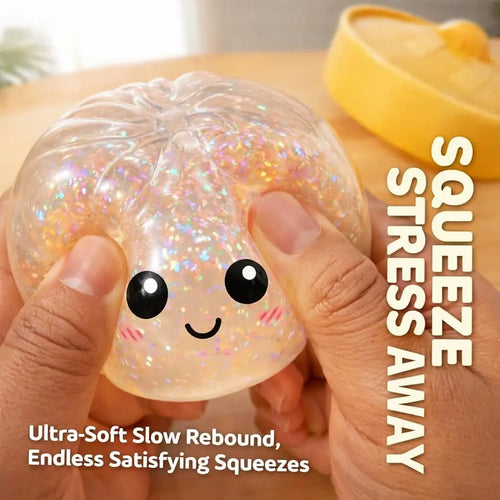 Large Dumpling Stress Ball with Steamer Colorful Squishy Bun Sensory Toy for Anxiety Relief, Squeeze Dough Ball for Adults&Kids