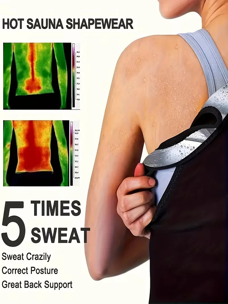 Sauna Suit Shirt for Women Weight Loss Sweat Waist Trainer Vest Workout Compression Tank Top Body Shaper
