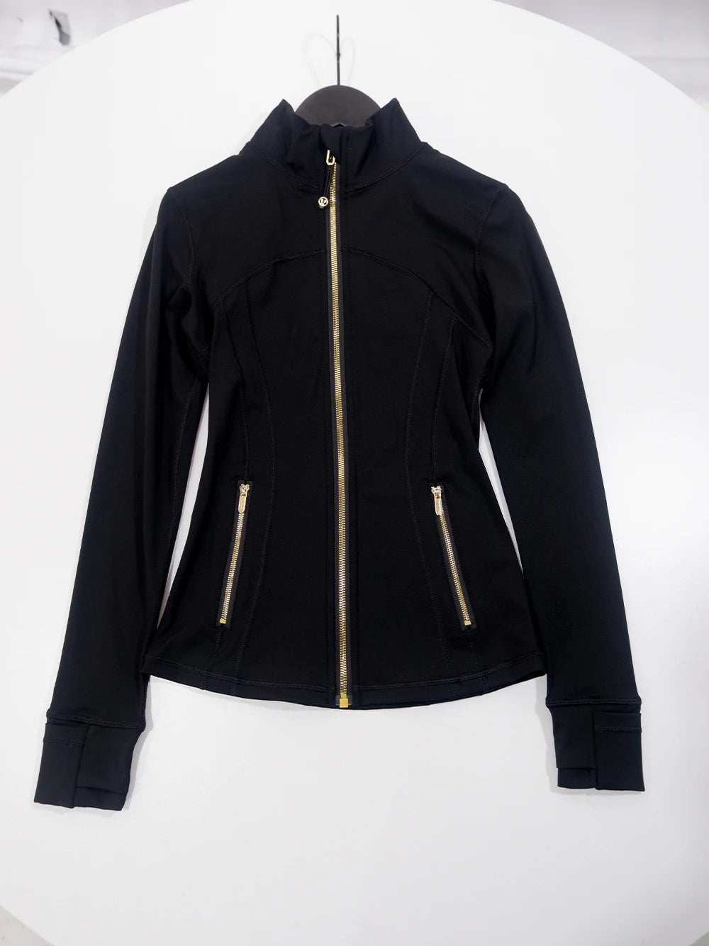 Gold zipper jacket and yoga pants set, sportswear, quick-dry and breathable, slimming and lightweight, tight-fitting