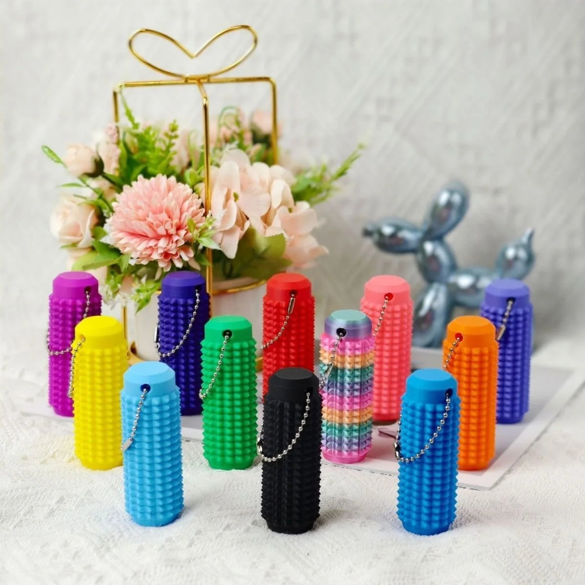 Little Ouchies Anti-Anxiety Fidget Mini Grippie Spike Keychain Pendant Stress Relief Durable Novelty Gift for Anxiety Relief