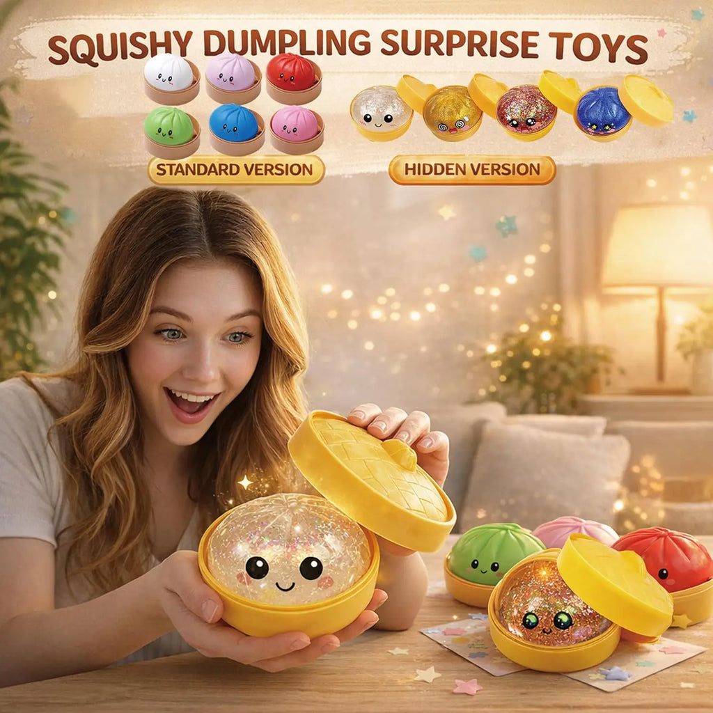Large Dumpling Stress Ball with Steamer Colorful Squishy Bun Sensory Toy for Anxiety Relief, Squeeze Dough Ball for Adults&Kids