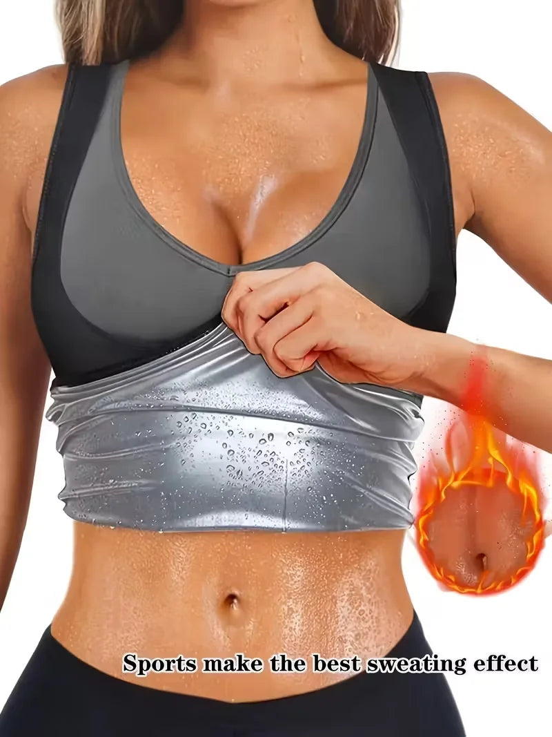 Sauna Suit Shirt for Women Weight Loss Sweat Waist Trainer Vest Workout Compression Tank Top Body Shaper