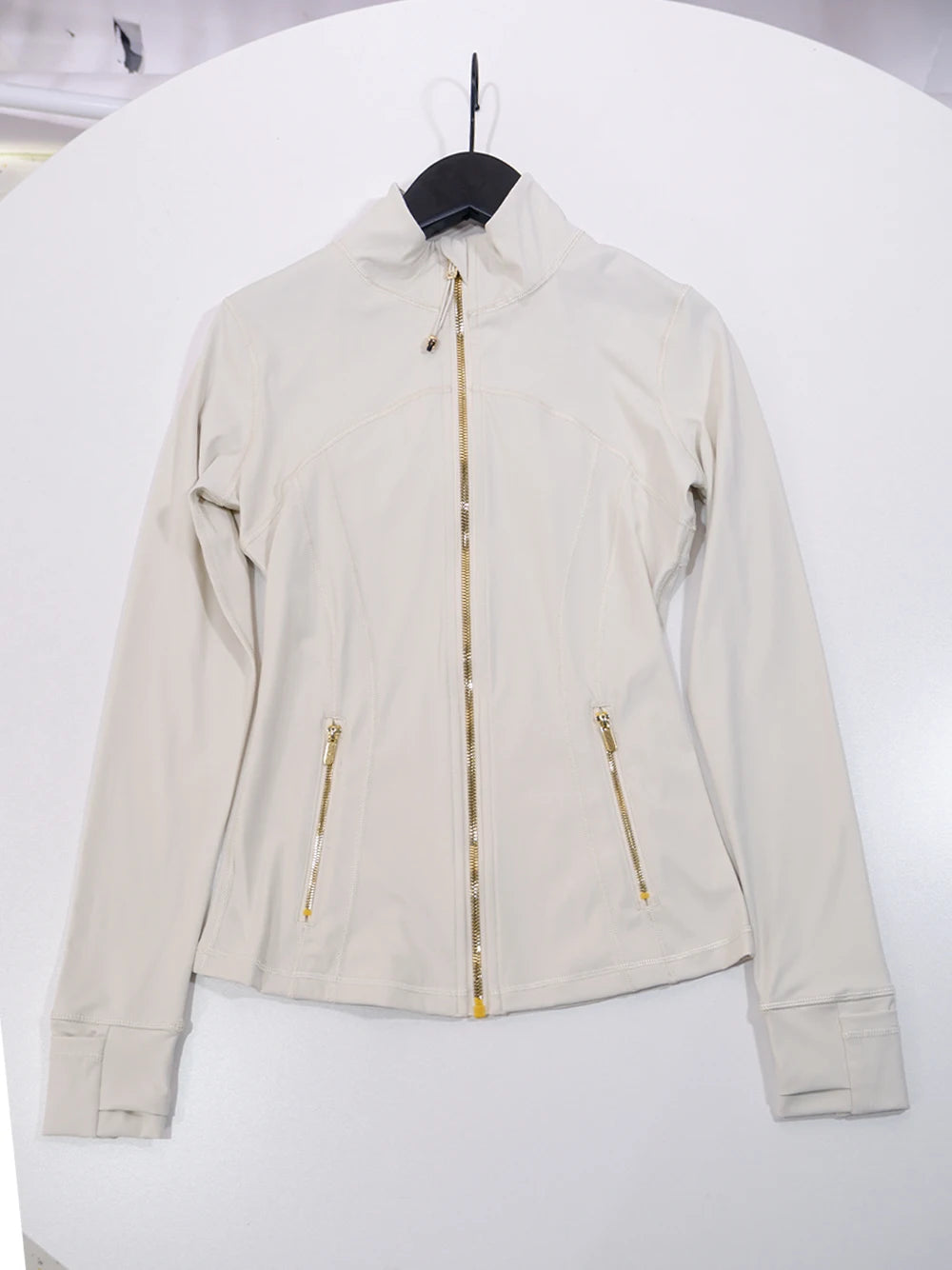 Gold zipper jacket and yoga pants set, sportswear, quick-dry and breathable, slimming and lightweight, tight-fitting